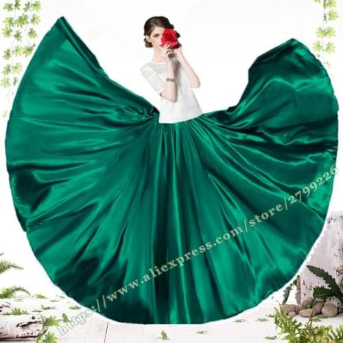 2020 Female Vintage Retro Green / Red Satin Retro Casual Plus Large size 6XL 7XL Ladies Long dance Skirt Maxi Skirts Womens