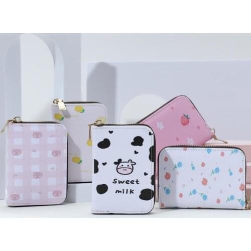 Ladies Business Card Holder PU Leather Credit Card Holder Ladies Zipper Pocket Universal Card Holder Storage Box Holiday Gift