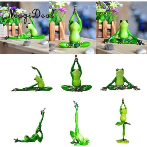 MagiDeal Resin 3D Yoga Frog Figurines Miniatures Ornament Statute Car Dashboard Decorations Figurines Miniature Handcraft