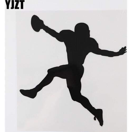 YJZT 14.1CMX14.8CM High Stepping Football Player Decal Vinyl Car Sticker Black/Silver 8A-1128