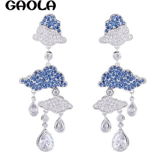 GAOLA Classic White Gold Color Plant Shape Clear Cubic Zirconia Dangle Earrings for Woman GLE7772