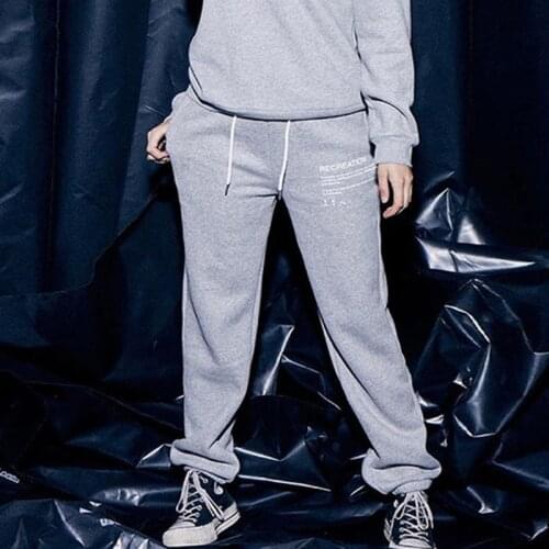 Print Elastic Waist Sport Pants For Women 2021 Autumn Lace Up Loose Pocket Sweaterpants Female Casual Fashion Street Trousers