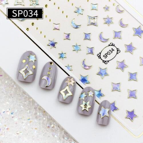 1pcs Embossed 3D Nail Stickers Decals Geometric Lines Cutout Triangle Square Shape Sticker Decal DIY Nail Art Tips Decoration