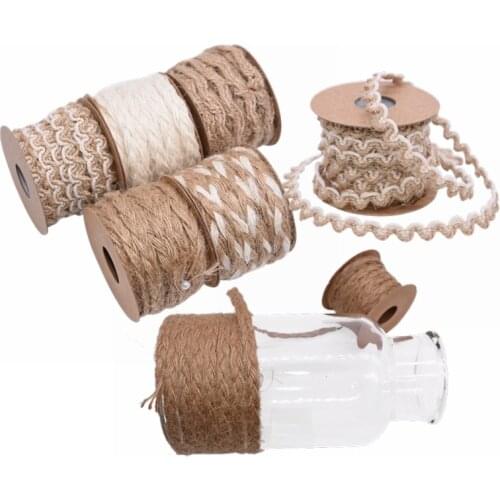 5M/roll Jute Burlap Lace Rope Hessian Hemp Ribbon Vintage Rustic Wedding Party Decoration DIY Craft Gift Packing Webbing Supplie