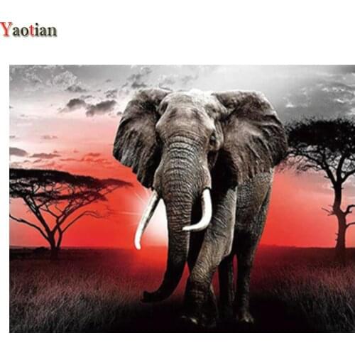 5D Diamond Painting Elephant Animal Diamond Embroidery Mosaic Cross Stitch Kit Africa The landscape Needlework Decoration Gift