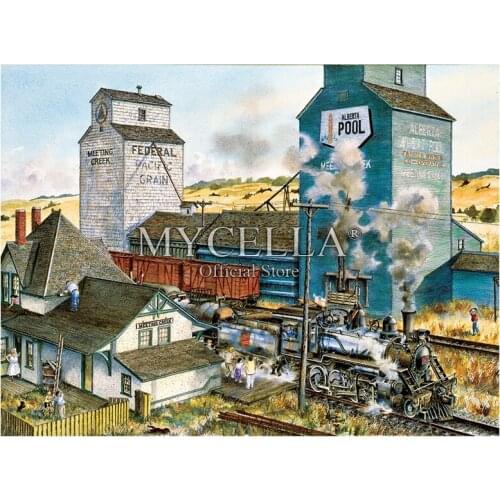 5D DIY Diamond Painting Meeting Creek Trains Christmas Gift Full Cartoon Diamond Embroidery Cross Stitch Mosaic Home Decor Arts