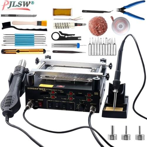 863 3 in 1 Digita Hot Air Heat Gun BGA Rework Solder Station Electric Soldering iron IR Infrared Preheating Station