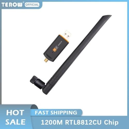 Terow 1200Mbps USB3.0 Wifi Adapter RTL8812CU IEEE802.11ac Dual Band 5GHz 2.4GHz Wireless Network Card Dongle for Desktop Laptop