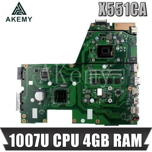 Akemy X551CA Laptop motherboard For Asus X551CA X551CAP X551C X551 F551C F551CA Test original mainboard 1007U CPU 4GB RAM
