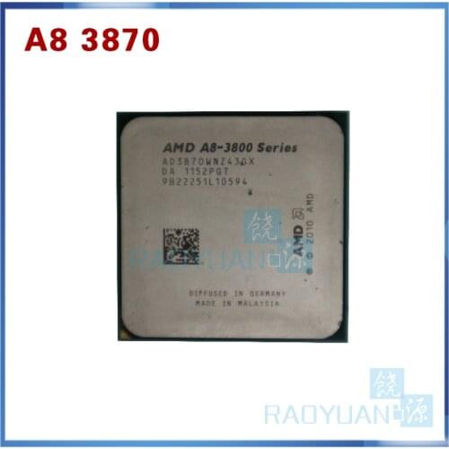 AMD A8-Series A8 3800 A8 3870 A8-3870 3GHz 100W Quad-Core CPU Processor AD3870WNZ43GX A8 3870K Socket FM1/ 905pin
