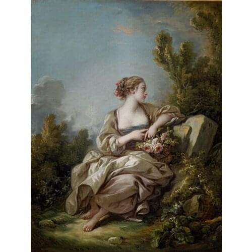 Free shipping classical court people flower girl canvas painting oil painting printed on canvas wall art decoration picture