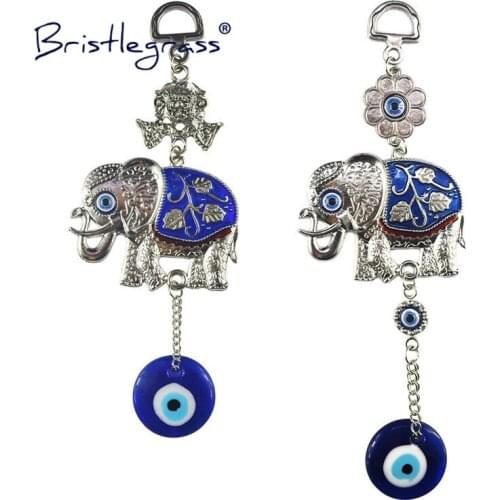 BRISTLEGRASS Turkish Blue Evil Eye Flower Leaf Elephant Amulet Lucky Charm Wall Hanging Pendants Pendulum Blessing Protect Decor