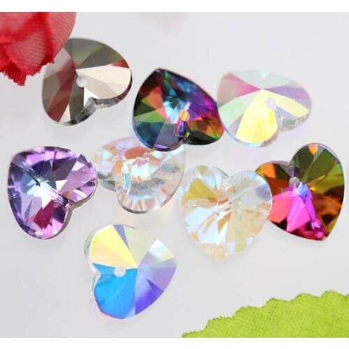 K9 Glass Crystal Rhinestone Pendant 8 10 12 14 mm Heart Shape Loose beads Stone for Jewelry Making DIY Earring Special Gift