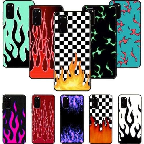 Phone Case For SamSung Galaxy S Note 10 20 7 6 9 8 Plus Edge E Ultra Lite Black Cover Bumper Tpu Waterproof wildflower flame