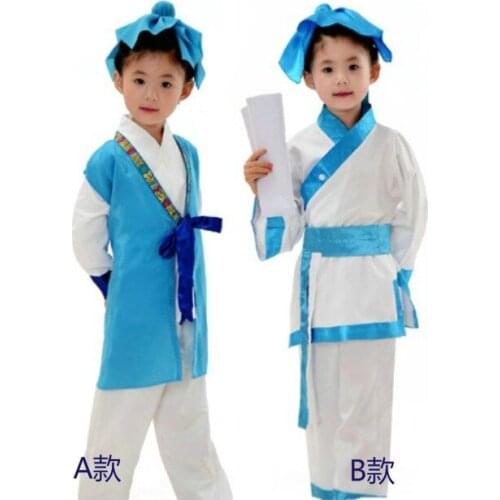 Childrens Perform Costume Chinese Classical Hanfu Ancient Chinese Style Nunnery Costume Boys Girls Stage Performance Clothes