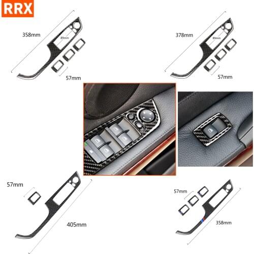 For BMW E90 E92 E93 2005-2012 Sedan Convertible Coupe Carbon Fiber Window Lift Panel Door Switch Frame Stickers Car Accessories