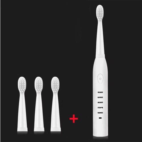 Electric Toothbrush Sonic with 4 Replacement Brush Heads 2 Minutes Timer 5 Brushing Modes IPX7 Waterproof Home Appliances 40