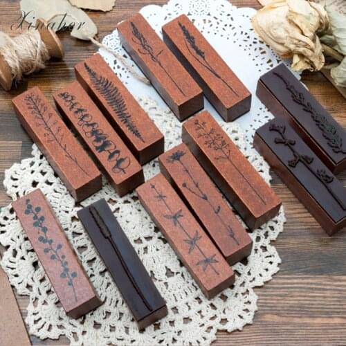 Vintage Plants bellflower Leaf series decoration stamp wooden rubber stamps for scrapbooking stationery DIY craft standard stamp