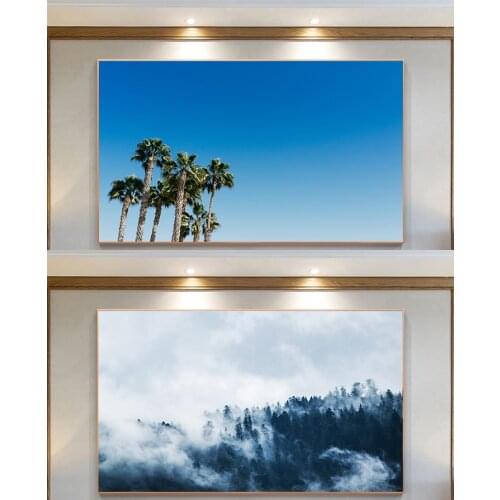 Blue Sky, White Clouds, Trees, Mountain View, Posters on The Wall, Cyclist, Flying Zebra Grassland Landscape Painting Home Decor