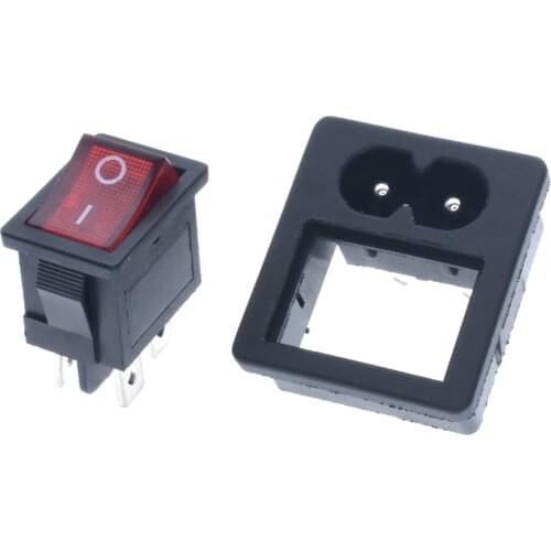 IEC320 C8 Power Cord Inlet Socket receptacle With ON-OFF Red Light Rocker Switch FOR Computer Amplifier 250V 2.5A