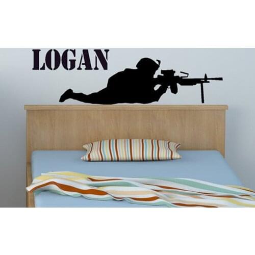 Cool Personalized Vinyl Wall Decals Military Army Silhouette Soldiers Sniper Custom Name Decor Stickers Vinyl room decor 2346