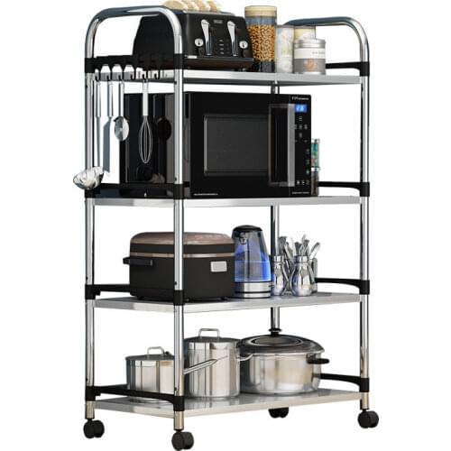 Louis Fashion Cart Kitchen Rack Microwave Oven Three Levels of Storage