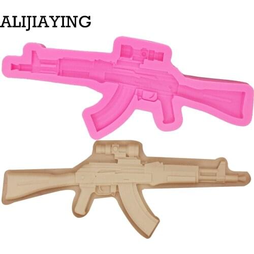 M1022 Gun shape 3D chocolate Moulds DIY Automatic rifle fondant cake decorating tools silicone mold kitchen baking utensils