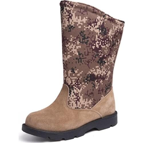 Hot -30 Degree Winter Snow Field Wool Boots Men High Tube Male Anti-wear Non-slip Cotton-padded Thick Fur Shoes Fishing Hunting