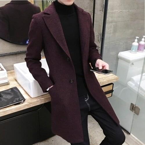 2020 Autumn Wool Blend Mens Woollen Coat Winter Men Trench Coat Fashion Brand Clothing Warm Woolen Overcoat Male size M-5XL
