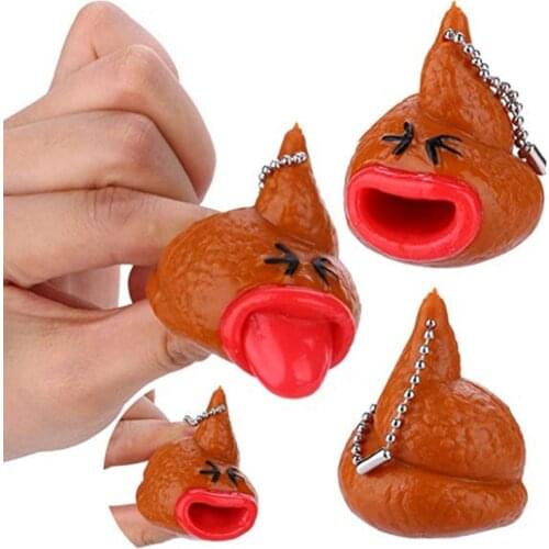 New Creative Simulation Tricky Stool Pendant Tongue Squeeze Decompression Toy Keychain Pendant Children Adults Vent Novelty Toys