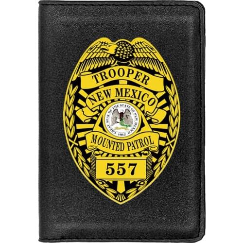 New Mexico Mounted Patrol Trooper Passport Case Personality Leather Men Women Travel ID Credit Card Holder Cover