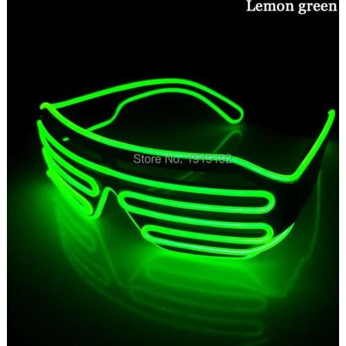 Ten colors option el glasses El Wire Fashion Neon LED Light Up Shutter Shaped Glasses Rave Costume Party By 3V Steady on Driver
