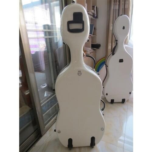 Great 4/4 white fiberglass cello hard case w/wheells
