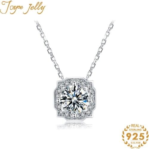 JoyceJelly Classic Women Mossanite Pendant Necklace With Round Shape D Color 1ct Mossanite Gemstones Women Party Wholesale Gift