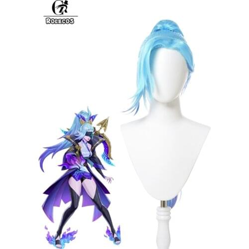 ROLECOS Game LOL Spirit Blossom Vayne Cosplay Wig Vayne Cosplay Headwear Women Cosplay Synthetic Long Blue Wig Heat resistant