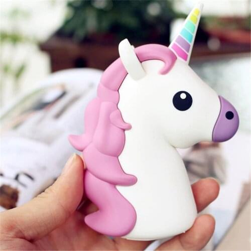KQJYS 2000mAh Portable Unicorn Cartoon Power Bank USB Battery Charger for iPhone Samsung Huawei OPPO Power Bank Charging Case