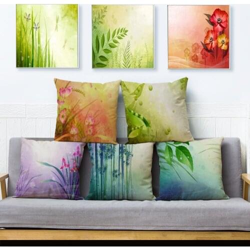 Nordic style Colorful Bamboo Lavender Cushion Cover Linen Pillow Covers Throw Pillow Case Sofa Home Decor Flower Pillowcase