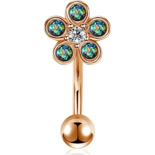 3 colors of lilac curved barbell barbell daisy conch cartilage earrings eyebrow ring perforation 16G white gold earrings