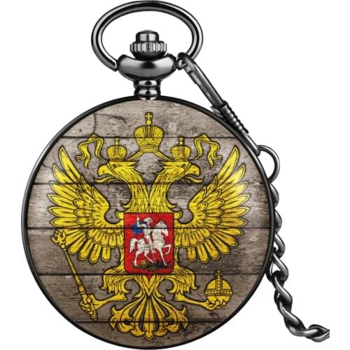 Special Double-Headed Eagle Animal Mens Pocket Watch Quartz Digital Dial Practical Thick Chain Necklace Women Clock Collectible