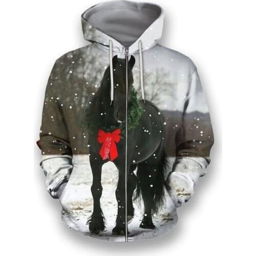 CLOOCL Popular Horse Series Zip Hoodies 3D Animals Print Design Men Clothing Unisex Harajuku Streetwear Women Hoodie