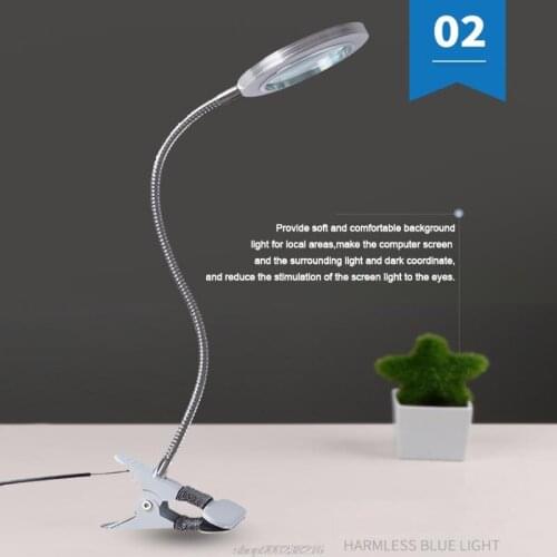 10X Magnifying Glass Lamp with Light Magnifier Light with Clip Adjustable Flexible Magnifying Lamp with USB AG07 21 Dropship