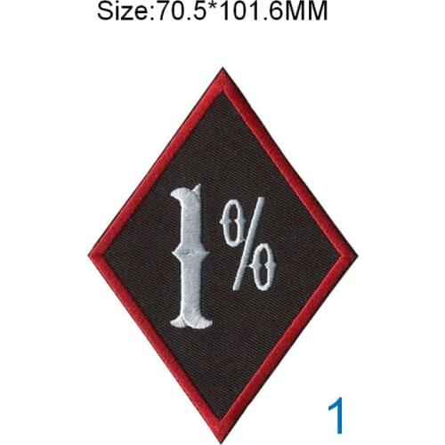 One percenter 1% embroidered patches & rockers for outlaw motorcycle riding clubs and individual bikers with iron on backing