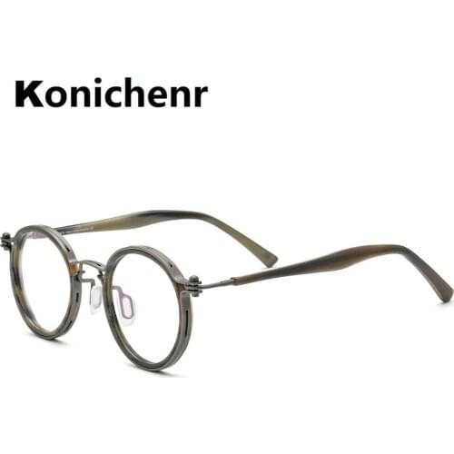 Konichenr Japanese Handmade Eyewear Retro Round Glasses Frame For Men And Women Optics Titanium Prescription Myopia Eyeglasses