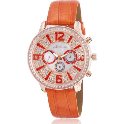 Pretty Candy Colors Leather Wrist watch Multi-functional 3 Eyes Women Calendar Watches Quartz Crystals Feminino Montre F11796