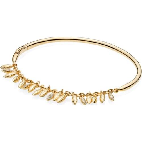 925 Sterling Silver Bangle Shine Floating Grains On A Chain Arc Over pan Bracelet Bangle Fit Bead Charm Diy Europe Jewelry