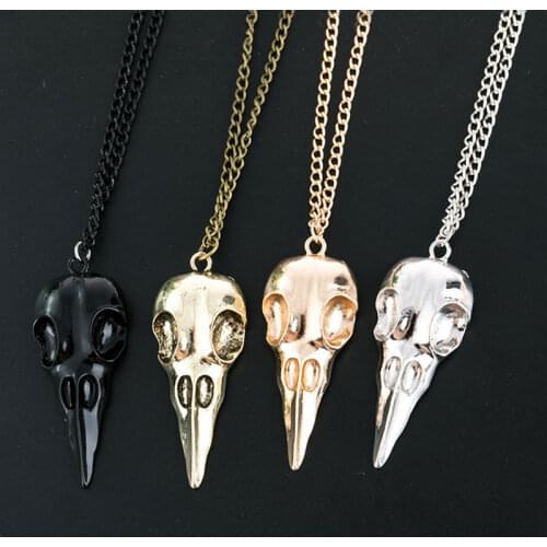 1 piece/bird skull pendant necklace, punk Halloween jewelry necklace gift, 4 colors