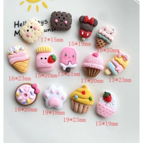 10/20Pcs Simulation Ice Cream Cookies Cake Flat Back Resin Cabochon For Bows Accessories DIY Scrapbooking Crafts Jewelry Making