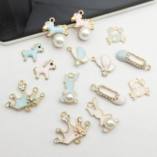DIY 10pcs Fashion charm Enamel pearl rabbit child flat shoes pendant Hair Accessories Bracelet Necklace Jewelry Accessories