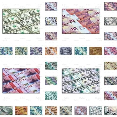 100 Danish Krone,Euro Pattern,20 Polish Zloty,100 Dollars Money Pattern Collection Art Poster Print Wall Picture Canvas Painting