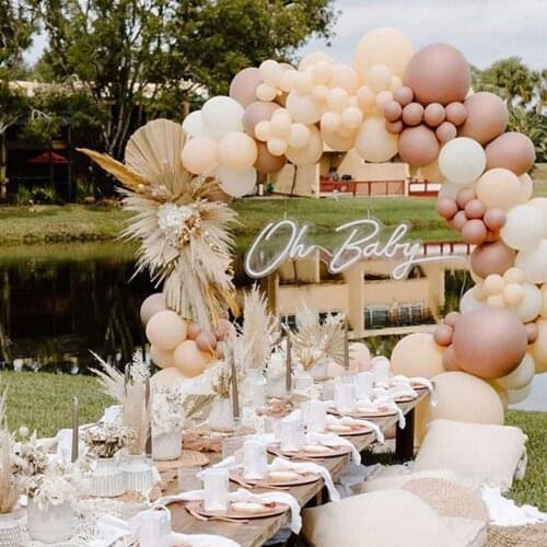 116pcs Cream Peach Balloons Garland Kit Wedding Decoration Chrome Rose Gold White Balloon Arch Birthday Party Baby Shower Decor
